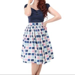 Collectif Vintage Jasmine Paint Pot Print Skirt